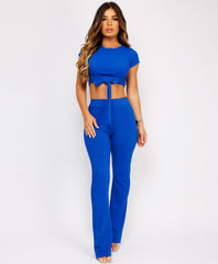 Crop-Tie-Top-Flare-Trousers-Rib-Loungewear-Set-Royal-Blue-2