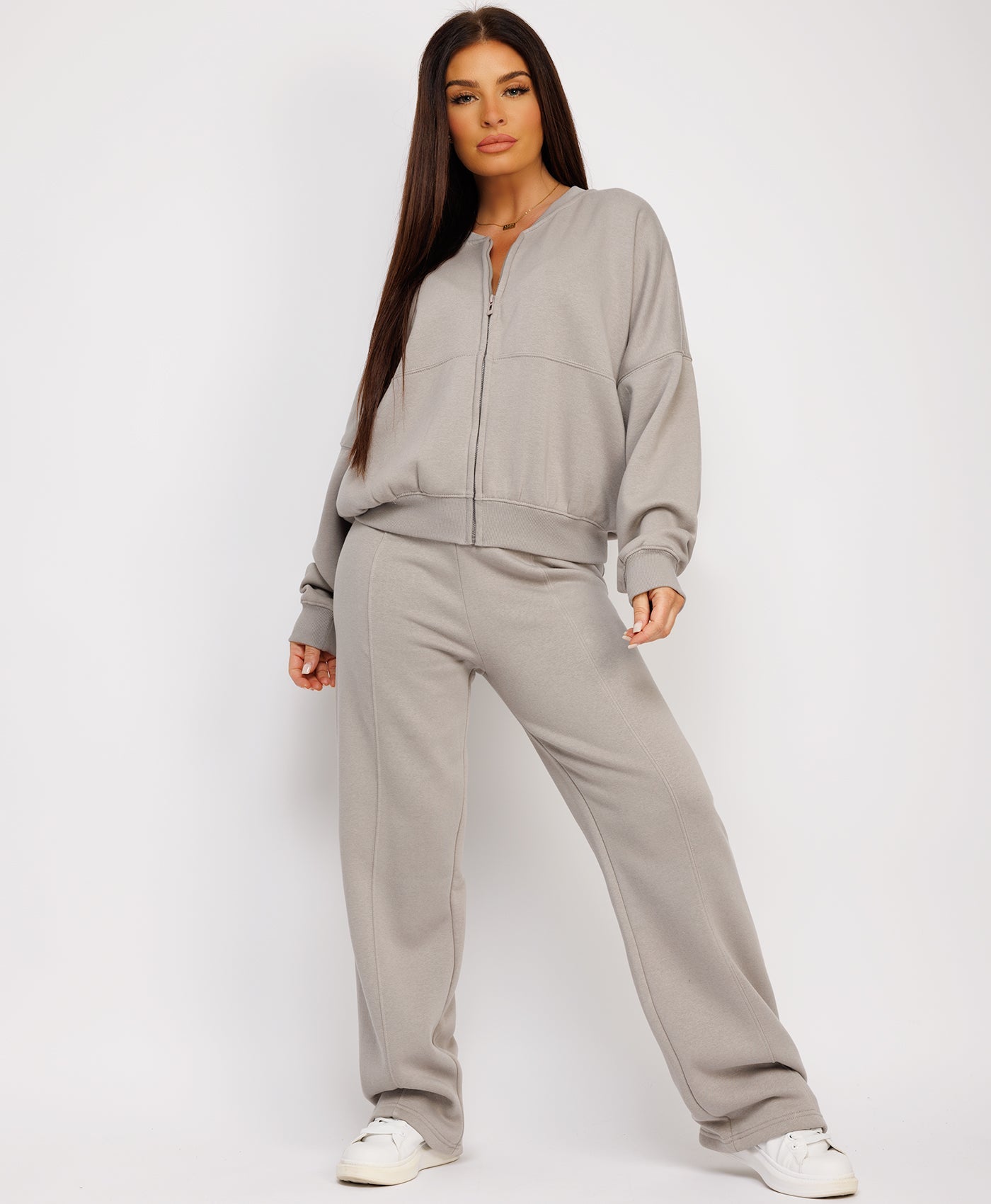 Fleece-Bomber-Wide-Leg-Trousers-Tracksuit-Dove Grey-1
