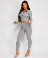 Gold-Zip-Ribbed-Cropped-Hoodie-And-Slim-Joggers-Set-Grey-1