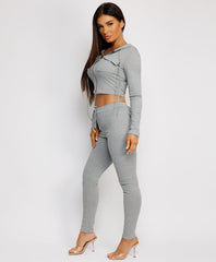 Gold-Zip-Ribbed-Cropped-Hoodie-And-Slim-Joggers-Set-Grey-3