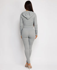 Gold-Zip-Ribbed-Cropped-Hoodie-And-Slim-Joggers-Set-Grey-4