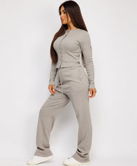 Ribbed-Button-Up-Cardigan-Straight-Leg-Trousers-Set-Grey-4