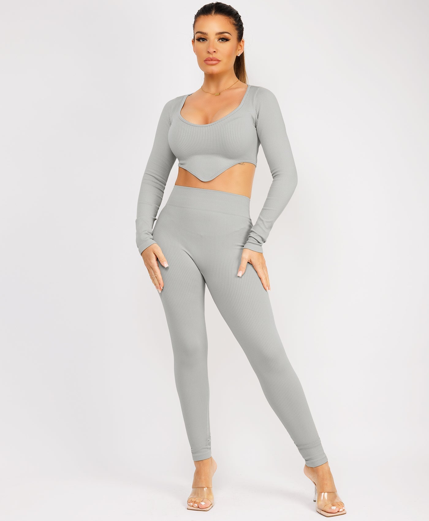Grey-Ribbed-Asymmetric-Hem-Loungewear-Set6