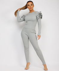 Satin-Puff-Sleeve-Ribbed-Set-Grey-3