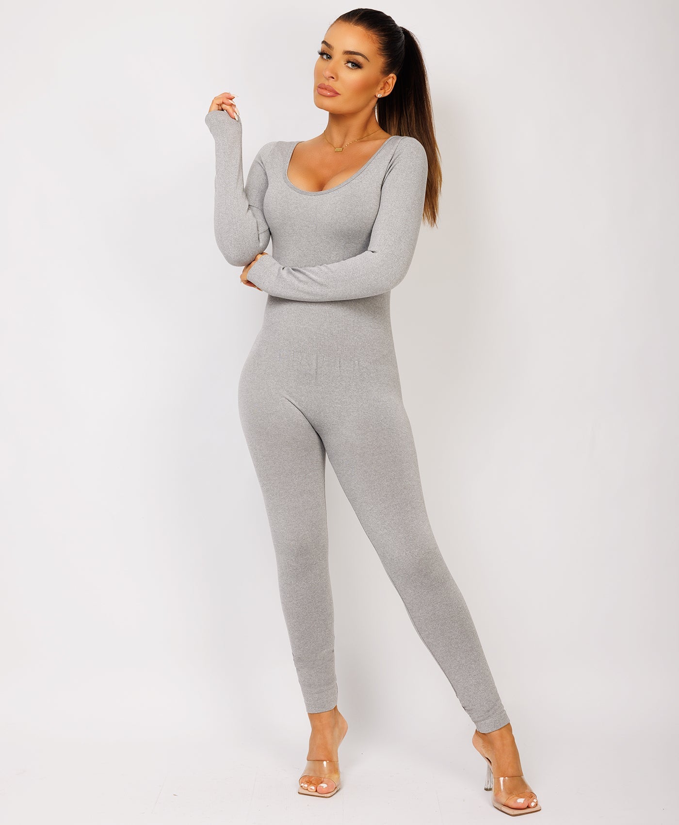 Grey-Elastic-Ribbed-Long-Sleeve-Butt-Lift-Jumpsuit9