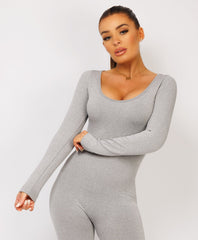 Grey-Elastic-Ribbed-Long-Sleeve-Butt-Lift-Jumpsuit7