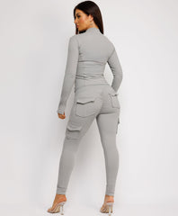 Long-Sleeve-Sport-Jacket-Flare-Leggings-Charcoal Grey-2