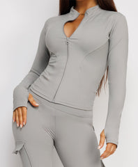 Long-Sleeve-Sport-Jacket-Flare-Leggings-Charcoal Grey-4