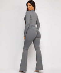 Long-Sleeve-Sport-Jacket-Flare-Leggings-Charcoal Grey-2