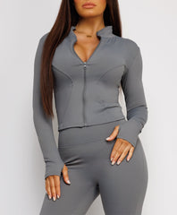 Long-Sleeve-Sport-Jacket-Flare-Leggings-Charcoal Grey-4