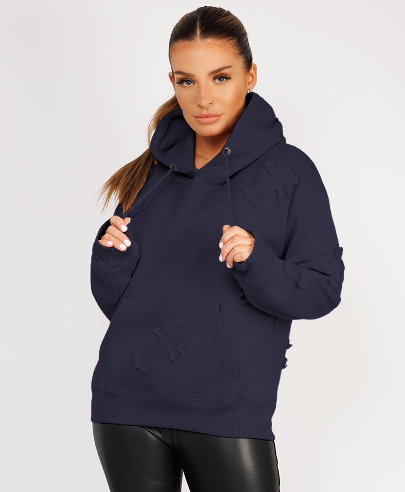 Crucifix-Cross-Patch-Embroidered-Hoodie-Navy-1