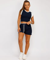 Ribbed-Cropped-T-Shirt-Frill-Short-Navy-1
