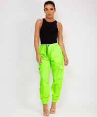 Ruffle-Shoulder-Sleeve-Ribbed-Set-Neon Green-1