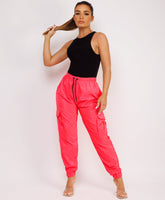 Ruffle-Shoulder-Sleeve-Ribbed-Set-Neon-Pink-1