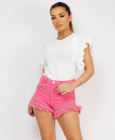 Ruffle-Shoulder-Sleeve-Ribbed-Set-Pink-3