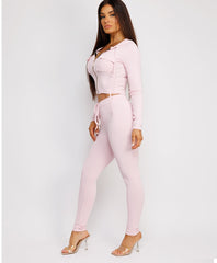 Gold-Zip-Ribbed-Cropped-Hoodie-And-Slim-Joggers-Set-Baby Pink-3