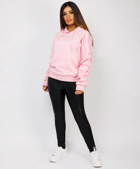 Ruched-Sleeve-Oversized-Fit-Hoodie-Pink-2