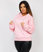 Ruched-Sleeve-Oversized-Fit-Hoodie-Pink-3