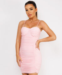 Spaghetti-Strap-Ruched-Padded-Cup-Mini-Dress-Pink-3