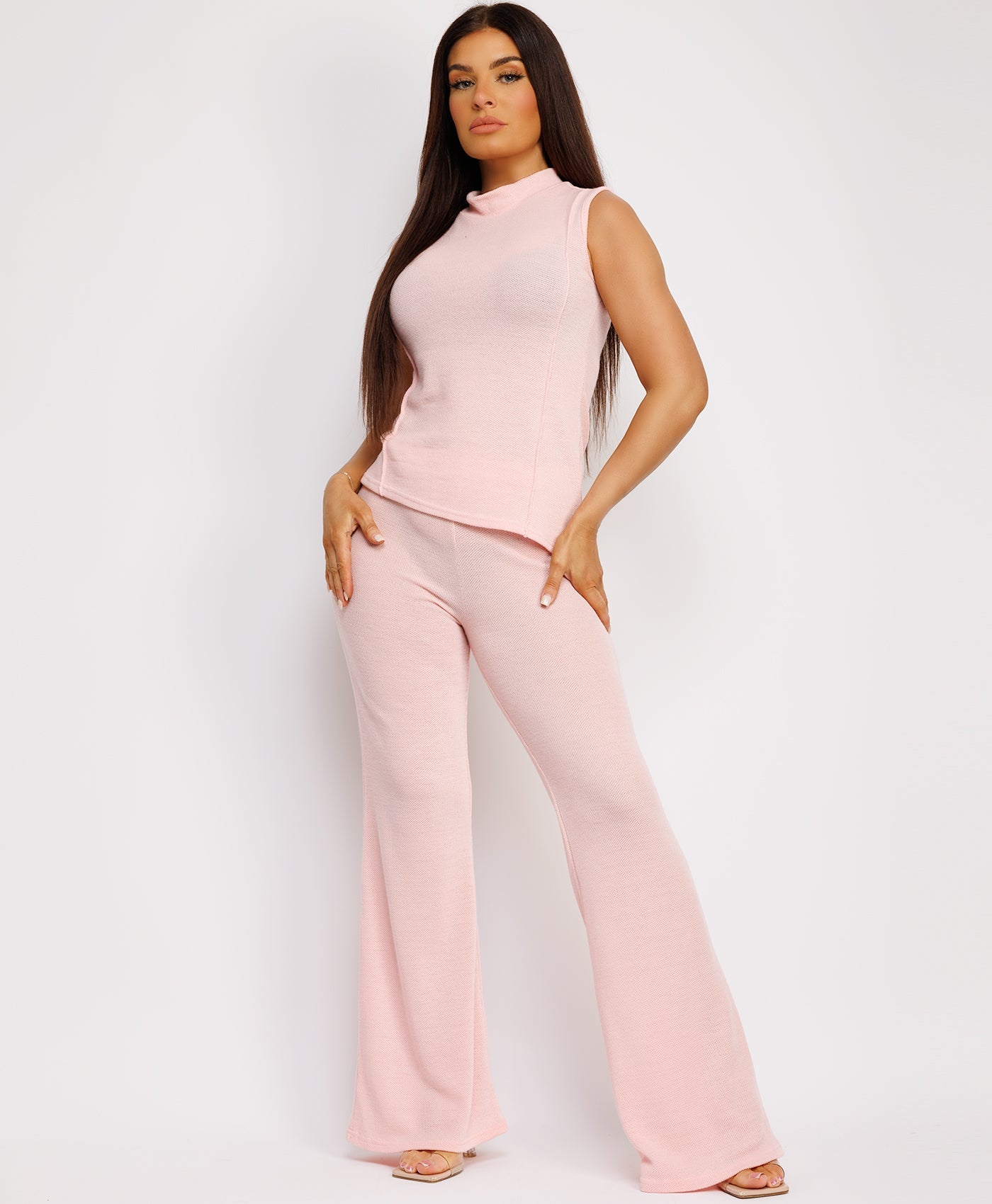Woven-Knit-Asymmetric-Set-Pink-1