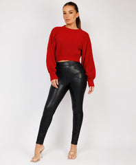 Oversized-Cropped-Knitted-Jumper-Red-3