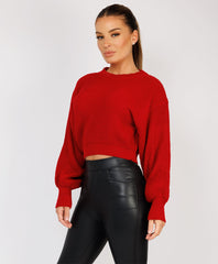 Oversized-Cropped-Knitted-Jumper-Red-3