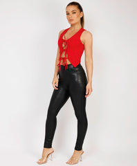 Ties-Front-Sleeveless-Vest-Top-Waistcoat-Red-3