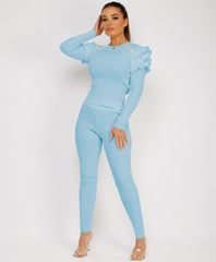 Satin-Puff-Sleeve-Ribbed-Set-Sky Blue-3