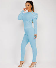 Satin-Puff-Sleeve-Ribbed-Set-Sky Blue-1