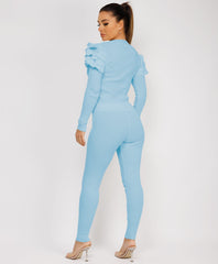Satin-Puff-Sleeve-Ribbed-Set-Sky Blue-2