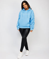 Ruched-Sleeve-Oversized-Fit-Hoodie-Sky-Blue-4