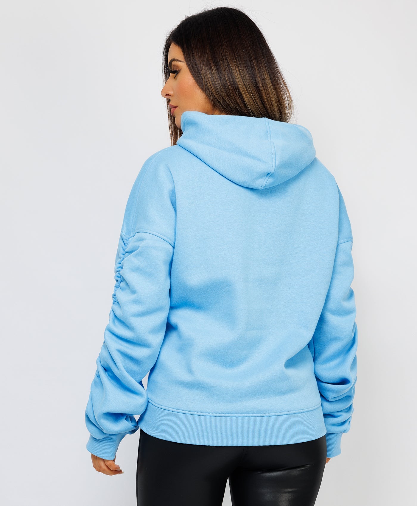 Ruched-Sleeve-Oversized-Fit-Hoodie-Sky-Blue-6