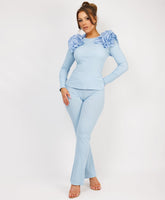 Ruffle-Shoulder-Sleeve-Ribbed-Set-Sky-Blue-3