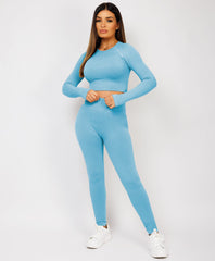 Sky-Blue-Ribbed-Asymmetric-Hem-Loungewear-Set8