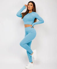 Sky-Blue-Ribbed-Asymmetric-Hem-Loungewear-Set6