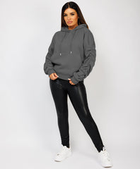 Ruched-Sleeve-Oversized-Fit-Hoodie-Slate-Grey-4