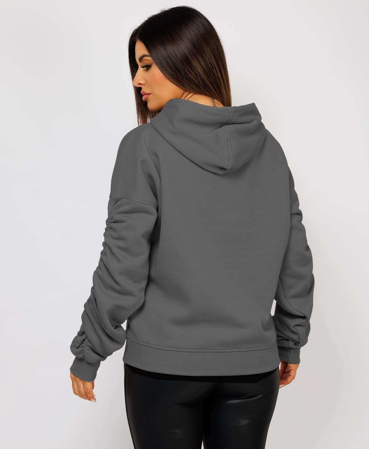 Ruched-Sleeve-Oversized-Fit-Hoodie-Slate-Grey-6