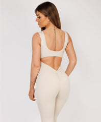 Beige-Sleeveless-Open-Back-Ruched-Jumpsuit-4