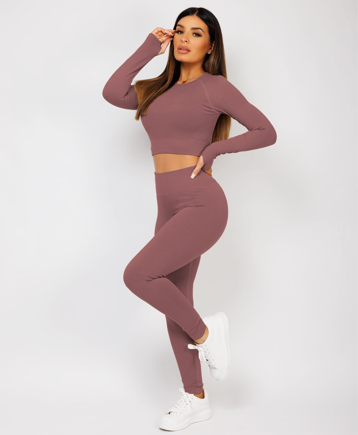 Walnut-Ribbed-Asymmetric-Hem-Loungewear-Set9