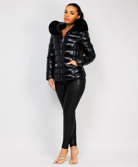 Wet-Look-Shiny-Fur-Trim-Hood-Puffer-Jacket-Black-2