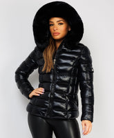 Wet-Look-Shiny-Fur-Trim-Hood-Puffer-Jacket-Black-4