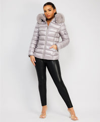 Wet-Look-Shiny-Fur-Trim-Hood-Puffer-Jacket-Grey-2