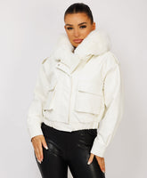 White-Vegan-Leather-Faux-Fur-Trim-Hooded-Bomber-Jacket-2