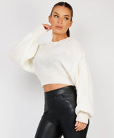 Oversized-Cropped-Knitted-Jumper-White-1