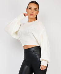 Oversized-Cropped-Knitted-Jumper-White-1