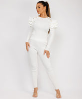 Satin-Puff-Sleeve-Ribbed-Set-White-3