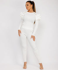 Satin-Puff-Sleeve-Ribbed-Set-White-3