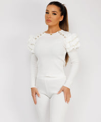 Satin-Puff-Sleeve-Ribbed-Set-White-4