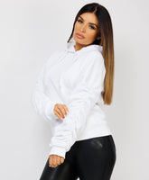 Ruched-Sleeve-Oversized-Fit-Hoodie-White-3