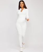 Long-Sleeve-Sport-Jacket-Tight-Leggings-White-1